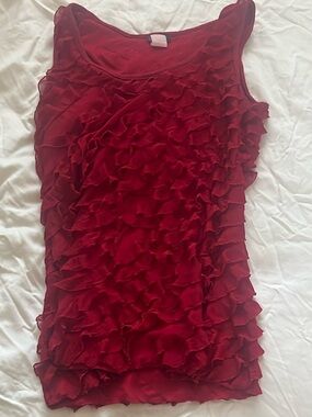 Agenda Women's Red Ruffle Tank Top